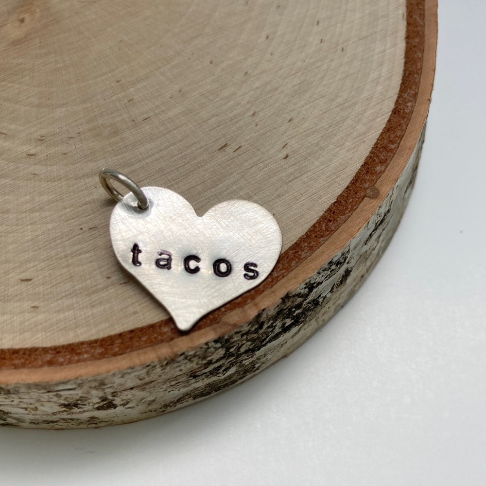 Silver heart shaped tacos pendant